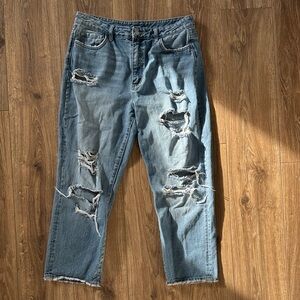 Women's Distressed Blue Jeans